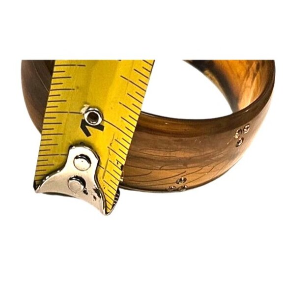 Vintage Bracelet Lucite Wide Bangle W/ Embedded Rhinestones Translucent - Picture 5 of 5